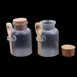 Maxbell Maxbell 2 Pieces ABS Bath Salt Bottles Empty Clear Corked Jar with Wood Spoon  100g