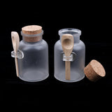 Maxbell Maxbell 2 Pieces ABS Bath Salt Bottles Empty Clear Corked Jar with Wood Spoon  100g