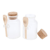 Maxbell Maxbell 2 Pieces ABS Bath Salt Bottles Empty Clear Corked Jar with Wood Spoon  100g