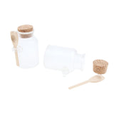 Maxbell Maxbell 2 Pieces ABS Bath Salt Bottles Empty Clear Corked Jar with Wood Spoon  100g