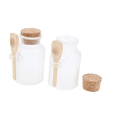 Maxbell Maxbell 2 Pieces ABS Bath Salt Bottles Empty Clear Corked Jar with Wood Spoon  100g