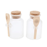 Maxbell Maxbell 2 Pieces ABS Bath Salt Bottles Empty Clear Corked Jar with Wood Spoon  100g