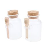 Maxbell Maxbell 2 Pieces ABS Bath Salt Bottles Empty Clear Corked Jar with Wood Spoon  200g
