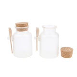 Maxbell Maxbell 2 Pieces ABS Bath Salt Bottles Empty Clear Corked Jar with Wood Spoon  200g