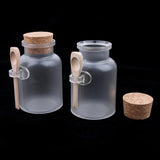 Maxbell Maxbell 2 Pieces ABS Bath Salt Bottles Empty Clear Corked Jar with Wood Spoon  200g