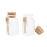 Maxbell Maxbell 2 Pieces ABS Bath Salt Bottles Empty Clear Corked Jar with Wood Spoon  200g