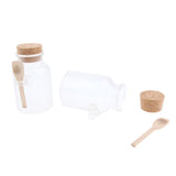 Maxbell Maxbell 2 Pieces ABS Bath Salt Bottles Empty Clear Corked Jar with Wood Spoon  200g