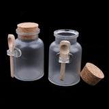 Maxbell Maxbell 2 Pieces ABS Bath Salt Bottles Empty Clear Corked Jar with Wood Spoon  200g