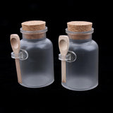 Maxbell Maxbell 2 Pieces ABS Bath Salt Bottles Empty Clear Corked Jar with Wood Spoon  200g