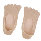 Maxbell 1 Pair 5-Toe Gel Moisturizing Socks - Five Finger Invisible Shallow Mouth Boat Socks - Foot Care - Skin Color - Aladdin Shoppers