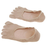 Maxbell 1 Pair 5-Toe Gel Moisturizing Socks - Five Finger Invisible Shallow Mouth Boat Socks - Foot Care - Skin Color - Aladdin Shoppers