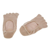 Maxbell 1 Pair 5-Toe Gel Moisturizing Socks - Five Finger Invisible Shallow Mouth Boat Socks - Foot Care - Skin Color - Aladdin Shoppers