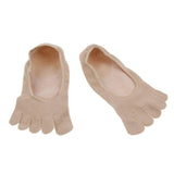 Maxbell 1 Pair 5-Toe Gel Moisturizing Socks - Five Finger Invisible Shallow Mouth Boat Socks - Foot Care - Skin Color - Aladdin Shoppers