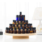 Wood Rotatable Essential Oil Display Rack Organizer Stand + 20 Empty Bottles