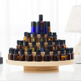 Wood Rotatable Essential Oil Display Rack Organizer Stand + 20 Empty Bottles