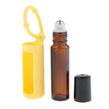 Maxbell Maxbell 10ml Refillable Essential Oil Bottle with Roller Ball+Silicone Cover Yellow