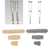 Maxbell Maxbell 1 Set Crutch Accessory Kit Crutch Pad+Handle Grip Covers+Tip Cover Gray