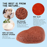 Maxbell Maxbell Konjac Cleaning Sponge Puff Exfoliating Facial Sponge for Deep Clean Red
