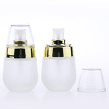 Maxbell Maxbell 2 Pieces 30ml Frosting Glass Refillable Empty Pump Spray Bottle Gold Pump
