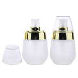 Maxbell Maxbell 2 Pieces 30ml Frosting Glass Refillable Empty Pump Spray Bottle Gold Pump