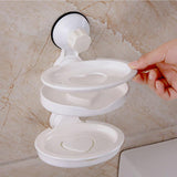 Maxbell Maxbell Traceless Suction Double Layer Soap Holder Bathroom Shower Soap Box Dish