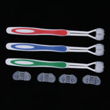 Maxbell Maxbell Pack of 3pcs, 3 Sided Deep Clean Whitening Soft Toothbrushes with 4 Brush Heads Replacement