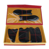 Maxbell Maxbell 5pcs Natural Guasha Board Scraping Massage Gua Sha Scraper Tool Set Black