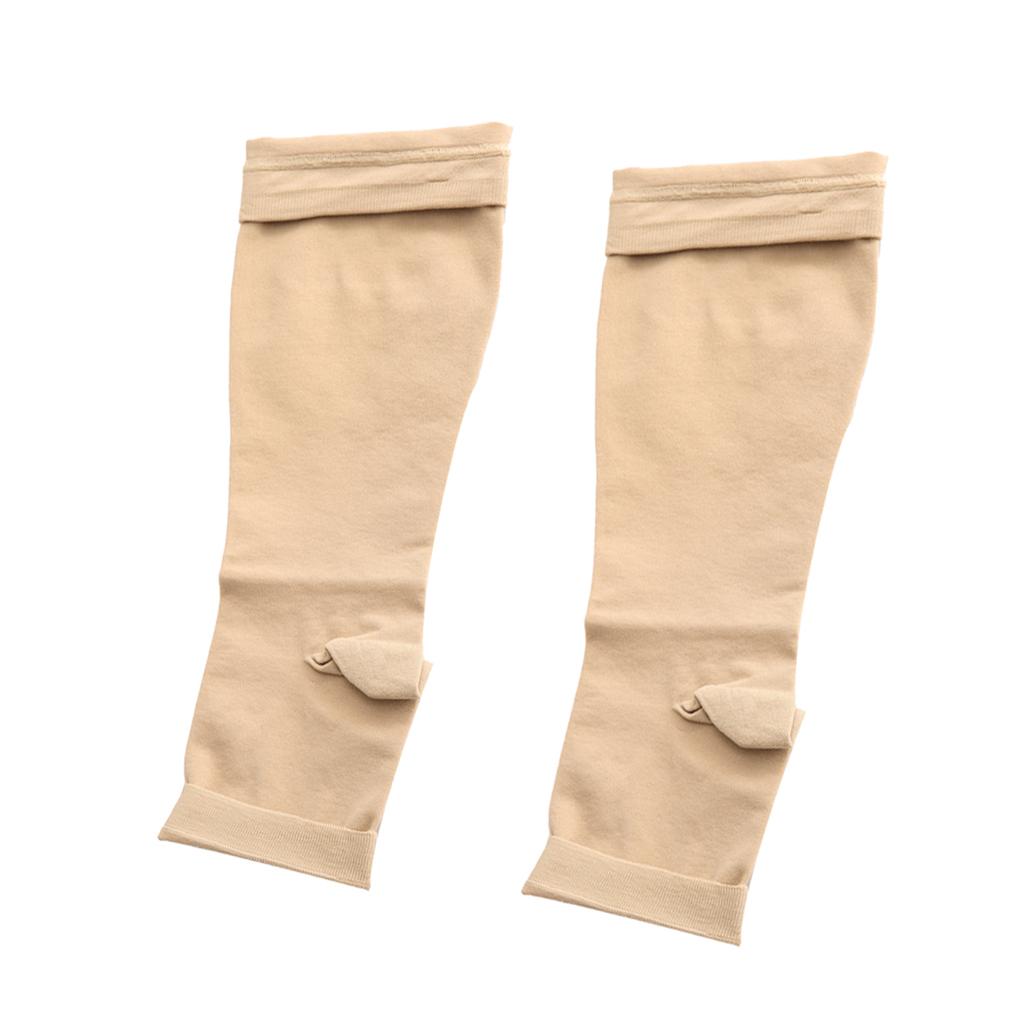 Maxbell Maxbell 1 Pair Women Compression Sleeve Calf Knee Stocking Socks Open Toes XXL