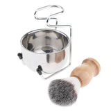 Maxbell Maxbell Set of 3pcs Men Wood Shaving Grooming Brush Bowl Mug Cup Stand Holder Kit