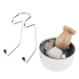 Maxbell Maxbell Set of 3pcs Men Wood Shaving Grooming Brush Bowl Mug Cup Stand Holder Kit