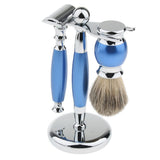 Maxbell Maxbell Luxury Shaving Set Safety Razor + Shaving Brush + Alloy Stand Holder Blue
