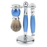 Maxbell Maxbell Luxury Shaving Set Safety Razor + Shaving Brush + Alloy Stand Holder Blue