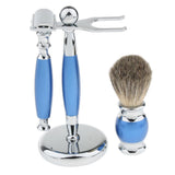 Maxbell Maxbell Luxury Shaving Set Safety Razor + Shaving Brush + Alloy Stand Holder Blue