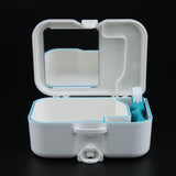 2X Portable Denture Case Built In Mirror Brush Teeth Storage Container Box