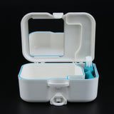 Maxbell Portable Denture Case with Built In Mirror Brush Teeth Storage Container Box