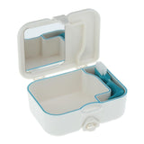 2X Portable Denture Case Built In Mirror Brush Teeth Storage Container Box