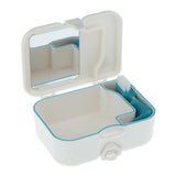 Maxbell Portable Denture Case with Built In Mirror Brush Teeth Storage Container Box