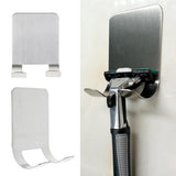 Maxbell Maxbell Stainless Steel Razor Holder Rack Adhesive Shaver Double Hook Hanger Stand