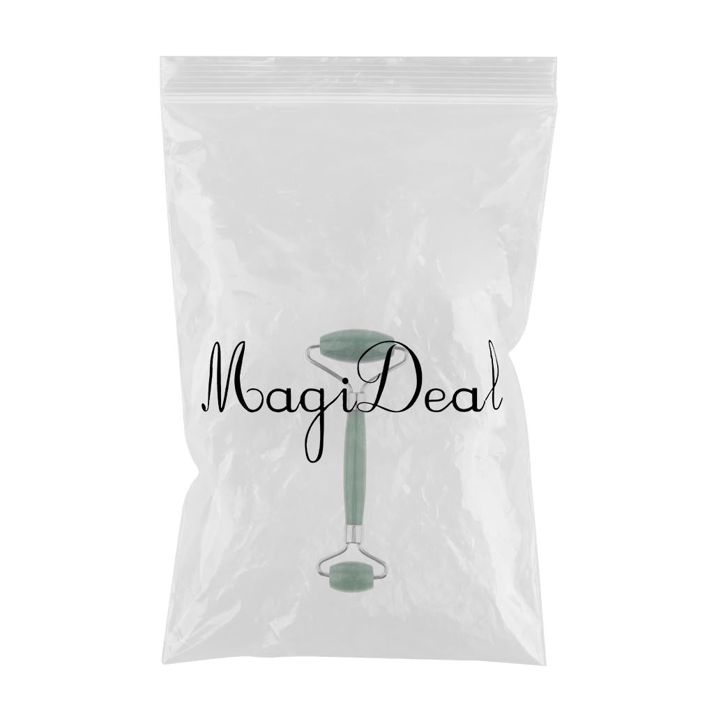 Maxbell Maxbell Jade Stone Facial Massage Double Roller Face Neck Massager Green Silver
