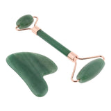 Maxbell Maxbell Natural Jade Facial Massage Double Roller Guasha Massager Board Set Rose Gold