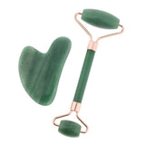 Maxbell Maxbell Natural Jade Facial Massage Double Roller Guasha Massager Board Set Rose Gold