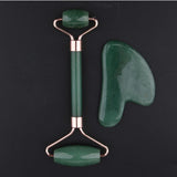 Maxbell Maxbell Natural Jade Facial Massage Double Roller Guasha Massager Board Set Rose Gold