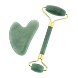 Maxbell Maxbell Natural Jade Facial Massage Double Roller Guasha Massager Board Set Gold