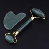 Maxbell Maxbell Natural Jade Facial Massage Double Roller Guasha Massager Board Set Gold