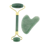 Maxbell Maxbell Natural Jade Facial Massage Double Roller Guasha Massager Board Set Gold
