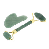 Maxbell Maxbell Natural Jade Facial Massage Double Roller Guasha Massager Board Set Gold