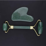 Maxbell Maxbell Natural Jade Facial Massage Double Roller Guasha Massager Board Set Gold