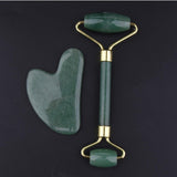 Maxbell Maxbell Natural Jade Facial Massage Double Roller Guasha Massager Board Set Gold