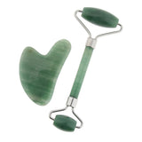 Maxbell Maxbell Natural Jade Facial Massage Double Roller Guasha Massager Board Set Silver