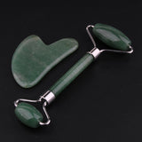 Maxbell Maxbell Natural Jade Facial Massage Double Roller Guasha Massager Board Set Silver